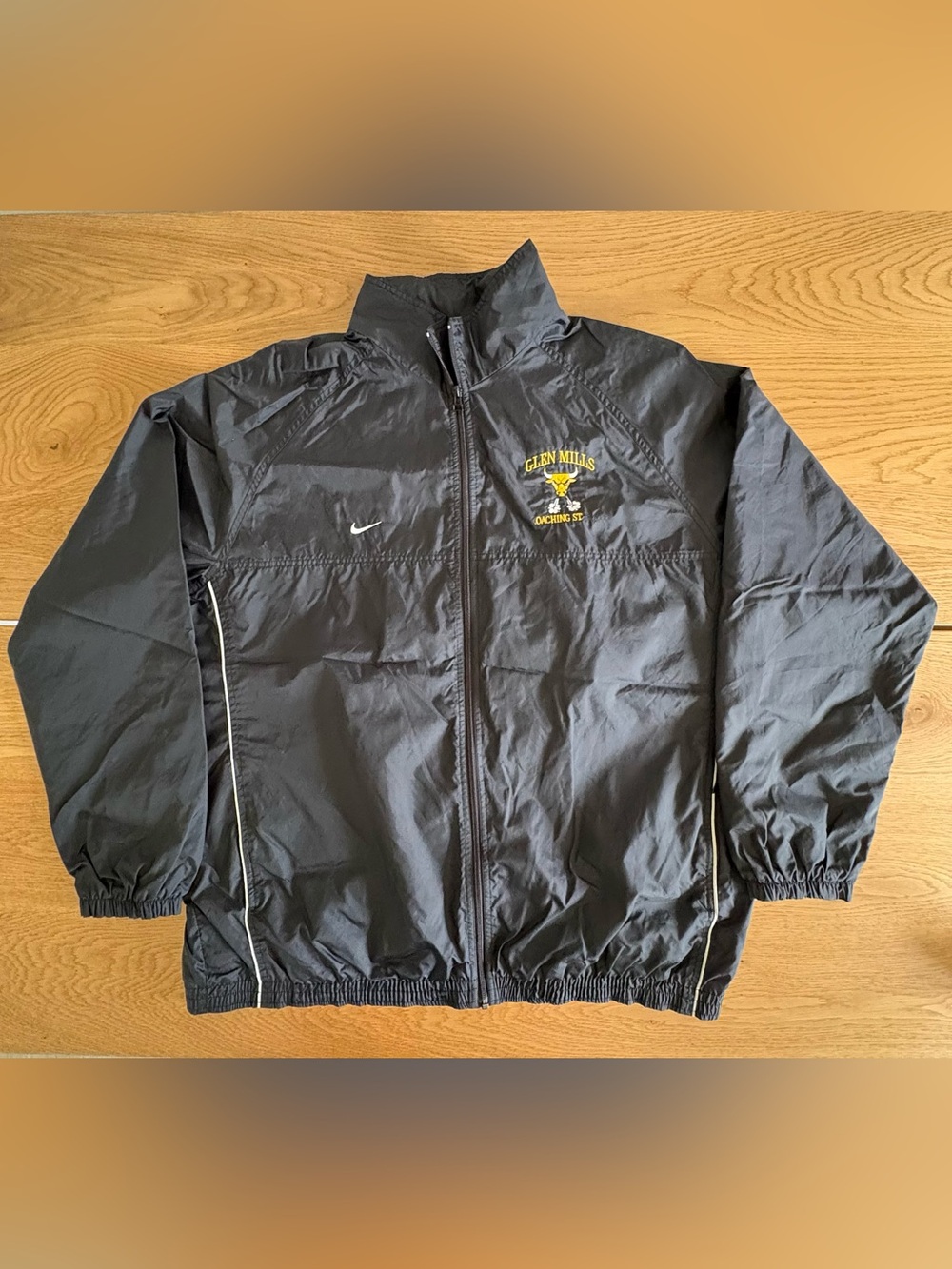 Vintage Nike Team Windbreaker Jacket Mens XXL Black Glen Mills Full Zip Coat